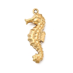 Sea Horse Подвески из нержавеющей стали 304, реальный 18 k позолоченный, ионное покрытие (ip), долговечный, очарование морского конька, 27x10x4.5 мм, отверстие : 1 мм