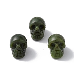 Лимонный Нефрит Украшение дисплея из натурального лимонного нефрита, для домашнего офиса настольный, череп, 18~23x17~23.5x23~26 мм