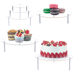 Прозрачный 3 сумки 3 стили акриловых круглых подставок для десертов, держатель для торта, партийные поставки, прозрачные, 20~30x5.15~10.15 см, 1 сумка / стиль