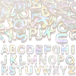 Clair AB 54 pcs 26 styles placage uv perles acryliques transparentes, iridescent, lettre a ~ z, clair ab, 21x17.5x14mm, Trou: 6mm, 2 pcs / style