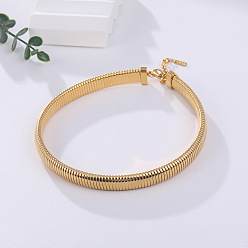 Настоящее золото 18K 304 браслеты-манжеты из нержавеющей стали в виде змеиной цепи для женщин, реальный 18 k позолоченный, внутренний диаметр: 22-7/8 дюйм (58 см)