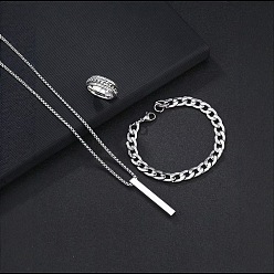 Платина Ожерелья из сплава с кубовидными подвесками, браслеты и кольца с панцирной цепочкой, платина, 600мм и 200мм и 21мм