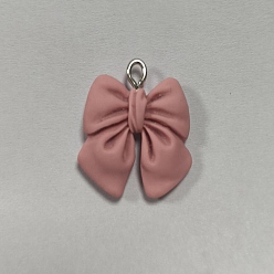 Фламинго Подвески из смолы, с платиновым железом винт с проушиной, бантом, фламинго, 19x22x5 мм, отверстие : 1.8 мм