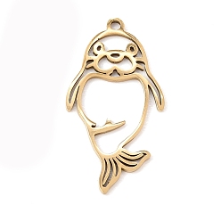 Real 18K Gold Plated 201 Stainless Steel Pendants, Sea Lion Charms, Cut-Out, Real 18K Gold Plated, 27x14x1mm, Hole: 1.4mm