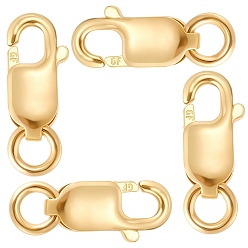 Real 14K Gold Filled 4шт латунные застежки-лобстеры, real 14 k золото заполнено, 8.5x4x2 мм, отверстие : 2 мм