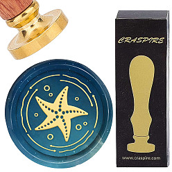 Морская звезда Латунные восковые печати с деревянной ручкой, для diy scrapbooking, морская звезда, 25 мм