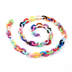 Colorful Handmade Acrylic Cable Chain, for Purse Strap Handbag Link Chains Making, Colorful, 24x18x5mm, 3.28Feet/strand(1m/strand)