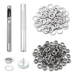 Нержавеющая Сталь Цвет Инструмент для сверления отверстий из стали и кожи, с противоскользящей текстурой, для крепления люверса кожаного ремня, цвет нержавеющей стали, 0.8 см, отверстие : 6 мм, Внутренний диаметр: 1.4 cm