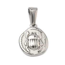 Коровка 304 подвески из нержавеющей стали, цвет нержавеющей стали, плоская круглая форма с подвеской в виде божьей коровки, 16x13.5x3 мм, отверстие : 6.5x3.5 мм