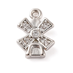 Другие Латунные подвески из прозрачного кубического циркония, платина, ветряная мельница, ветряная мельница, 11x8x2 мм, отверстие : 1 мм