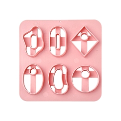 Pink ABS Cookie Cutters, Rhombus/Oval/Round, Pink, 100x100mm