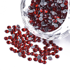 Светло-сиамский Исправление горный хрусталь, стеклянные горные хрустальные плоские задние кабошоны, полукруглый, Light Siam, сс 6, 1.9~2x1 мм , около 1440 шт / мешок