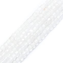 Хрусталь Природных кристаллов кварца бисер нитей, граненые, кубические, 2x2x2 мм, отверстие : 0.6 мм, около 182 шт / нитка, 15.16''~15.55'' (38.5~39.5 см)