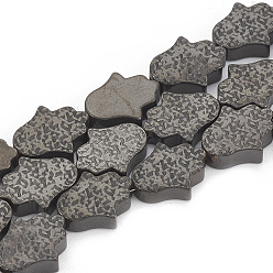 (405) Непрозрачный AB вишня Гальванизировать немагнитных синтетический гематит бисер пряди, hamsa рука / рука fatima / рука miriam, с черным покрытием, 12~13x10~11x4~4.5 мм, отверстие : 1.5 мм, около 32 шт / нитка, 15.7 дюйм