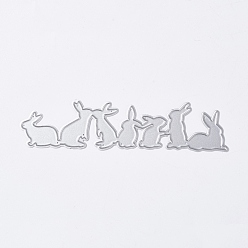 Matte Platinum Color Bunny Carbon Steel Cutting Dies Stencils, for DIY Scrapbooking/Photo Album, Decorative Embossing Paper Card, Nest of Rabbit, Matte Platinum Color, 2.65x11.3cm
