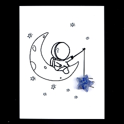 (306FM) Жонкиль матовый с лаймовой подкладкой Натуральная голубая пятнистая яшма, резные фигурки, орнамент, для домашнего украшения рабочего стола, Подарочная карта своими руками с вдохновением, звезда, 15x15 мм