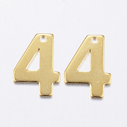 Number 201 прелести нержавеющей стали, число, кол. 4, золотые, 11x8x0.8 мм, отверстие : 1 мм