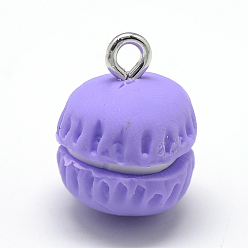 Средний Фиолетовый Полимерной глины ручной работы подвески, Macarons, средне фиолетовый, 18~20x14~15 мм, отверстие : 2 мм