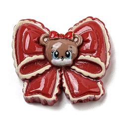 Bowknot Рождественский thene из непрозрачной смолы декодирует кабошоны, огнеупорный кирпич, бантом, 25.5x28x8 мм