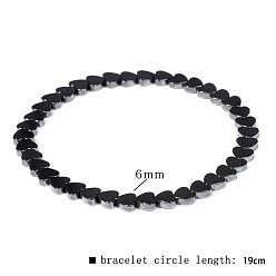 Сердце Браслеты из синтетических немагнитных гематитовых бусин для мужчин, сердце, 7.48 дюйм (19 см)