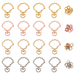 (52) Непрозрачная лаванда Сплав застежка брелок выводы, с кольца прыжок железа, формы раковины, разноцветные, 40x30x6 мм, переходное кольцо: 8x0.6 мм, 4 цвета, 10 комплектов / цвет, 40sets / мешок