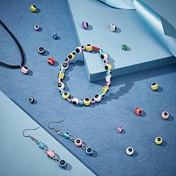 Mixed Color PandaHall Elite DIY Colorful Evil Eye Stretch Bracelst Making Kits, Including Round Evil Eye Resin Beads, Elastic Cord, Mixed Color, Beads: 6~8x5~7mm, Hole: 1.8~2mm, 630pcs