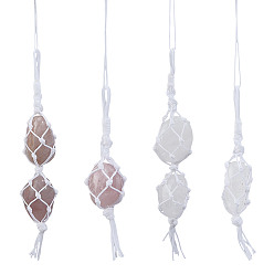 Смешанные камни 4 шт. подвесные украшения из натурального кварцевого кристалла и розового кварца, украшения для автомобиля из нейлоновой нити Bohemia, 155~195 мм