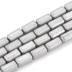 Platinum Plated Electroplate Non-magnetic Synthetic Hematite Beads Strands, Matte Style, Cuboid, Platinum Plated, 8x4x4mm, Hole: 1mm, about 50pcs/strand, 15.74 inch