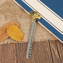 Нержавеющая Сталь Цвет Не тускнеющие листья гинкго полые закладки из нержавеющей стали, Металлическая линейка закладок в китайском стиле в стиле ретро, цвет нержавеющей стали, 135x13 мм