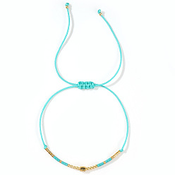 Темно-Голубой Браслеты из плетеного бисера со стеклянными бусинами для женщин, регулируемые браслеты шнур, глубокое синее небо, 11.02 дюйм (28 см)