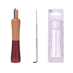 Седло Коричневый Игла для прокалывания дерева ручка, ручка для инструмента из шерстяного войлока, с иглами для валяния, седло коричневый, 90 мм