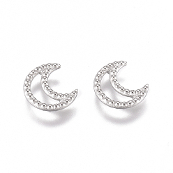 Stainless Steel Color Tarnish Resistant 304 Stainless Steel Linking Rings, Moon, Stainless Steel Color, 8x7x1.5mm, Inner Diameter: 2x6mm
