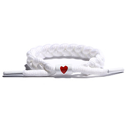 White Adjustable Polyester Cord Braided Bracelets, with Alloy Findings, White, 6-3/4 inch(17cm)