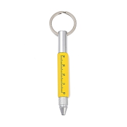 Золотистый Алюминиевая практичная ручка-брелок 6-в-1, многофункциональная шариковая ручка, ручка со шкалой, с кольцом ключевой железа, золотые, 120 мм