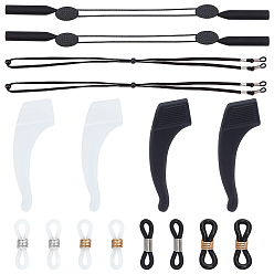 Mixed Color Eyeglass Holders Sets, with Silicone Eyeglasses Ear Grip, Silicone Eyeglasses Holder Strap, Suede Fabric Eyeglasses Chains, Eyeglass Holders, Mixed Color, 19~635x4.2~18x1~4mm, hole: 1.5~6mm