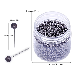 Серый 1000шт стальные штифты, с пластиковыми бусинами из искусственного жемчуга, корсажные булавки, булавки для пошива одежды, серые, 16x4 мм