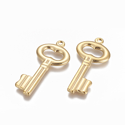 Золотой Вакуумное покрытие pvd 304 подвески из нержавеющей стали, ключ, золотые, 49x23x3.2 мм, отверстие : 3 мм
