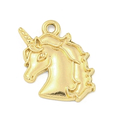Настоящее золото 18K Ионное покрытие (ip) 304 подвески из нержавеющей стали, очарование единорога, реальный 18 k позолоченный, 22x16x2 мм, отверстие : 1.5 мм