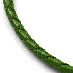 Verde Pulseras de cuero trenzado del cordón, pulsera ajustable, verde, diámetro interior: 5/8~2-7/8 pulgada (1.5~7.3 cm)