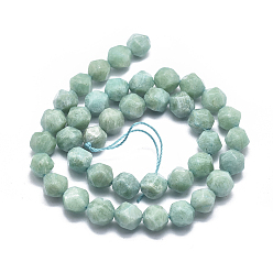 Amazonite Natural Amazonite Beads Strands, Faceted, Round, Star Cut Round Beads, 9~10mm, Hole: 1.2mm, about 38~40pcs/Strand, 14.5 inch~15.9 inch(37~40.5cm)