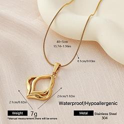 Teardrop 304 Подвеска из нержавеющей стали, круглая цепочка-змейка для женщин, золотые, слеза, 15.75 дюйм (40 см)