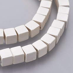 с Покрытием Серебра Гальваническая немагнитная синтетическая гематитовая нить, кубические, матовый стиль, со серебряным покрытием, 4.5x4.5x4.5 мм, отверстие : 1 мм, около 99 шт / нитка, 16.33 дюйм (41.5 см)