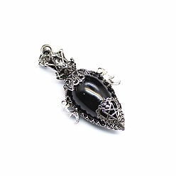 Обсидиан Природные подвески обсидиана, слеза, 61x30x19 мм