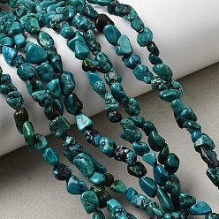 Бирюза из Хубэя Натуральные нити бирюзовый шарик Hubei, самородок, 4~10x4.5~6x4.5~6 мм, отверстие : 0.4 мм, 35.43'' (90 см)