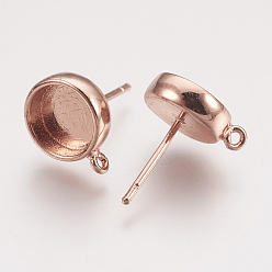 Roségold Messing Ohrstecker Erkenntnisse, mit Schleife, Flachrund, Roségold, Fach: 8 mm, 15x10 mm, Loch: 1 mm, Stift: 0.7 mm