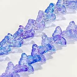 Розовато-лиловый Прозрачный стеклянный бисер нить, бабочка, розовато-лиловый, 8x15x4.5 мм, отверстие : 1 мм, около 60 шт / нитка, 13.78~14.17 дюйм (32 см ~ 35 см)