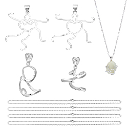 Платиновый & Цвет Нержавейки Наборы для изготовления ожерелий своими руками, включая латунные подвески с нерегулярными оправами из кабошонов и 304 ожерелья из нержавеющей стали, платины и нержавеющая сталь цвет, 440 мм