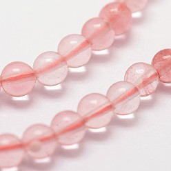 Salmon Cherry Quartz Beads Strands, Round, Salmon, 3mm, Hole: 0.5mm, about 125pcs/strand