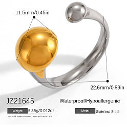 Half Round 304 открытые кольца манжеты из нержавеющей стали, золотые и нержавеющая сталь цвет, полукруглый, размер США 13 1/2 (22.6 мм)