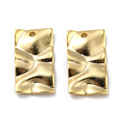 Настоящее золото 24K Подвески из экологически чистой латуни, без кадмия и без свинца, фактурный прямоугольный шарм, реальный 24 k позолоченный, 17x9.5x1.5 мм, отверстие : 1.2 мм